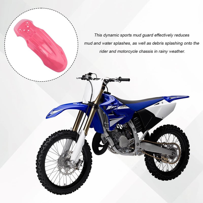 SWPHRT Motorcycle Front Wheel Mudguard, Motorbike Front Fender Protector Parts, Bicycle Number Plate Wheel Mud Guard Accessories, Universal for 125CC Pit PRO Trail Dirt Bike (Pink) - Image 3